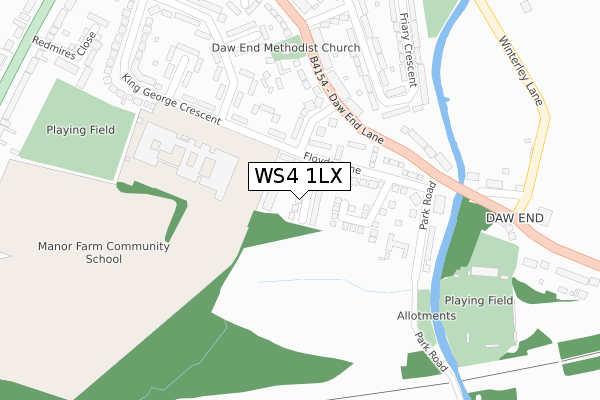 WS4 1LX map - large scale - OS Open Zoomstack (Ordnance Survey)