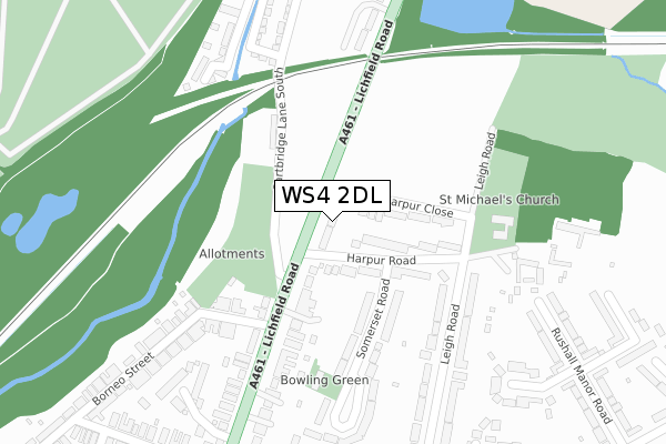WS4 2DL map - large scale - OS Open Zoomstack (Ordnance Survey)