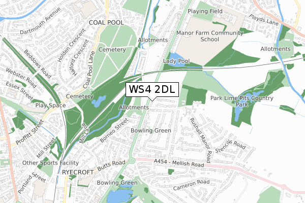 WS4 2DL map - small scale - OS Open Zoomstack (Ordnance Survey)