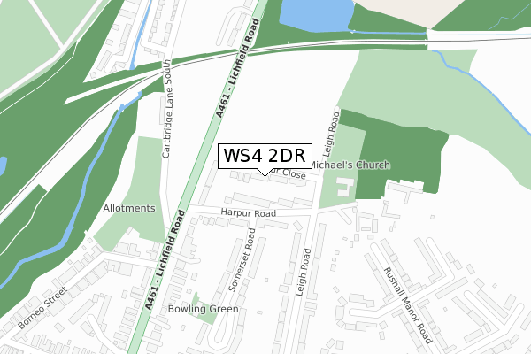 WS4 2DR map - large scale - OS Open Zoomstack (Ordnance Survey)