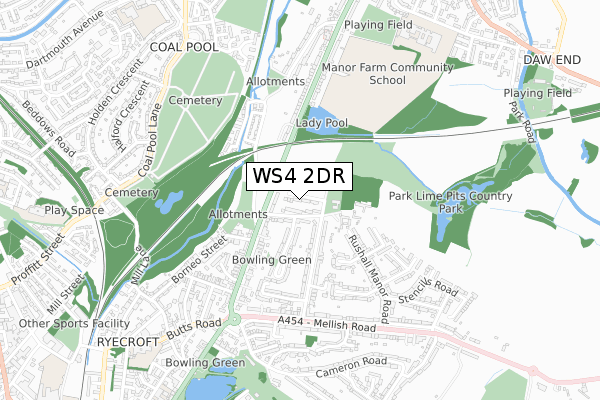 WS4 2DR map - small scale - OS Open Zoomstack (Ordnance Survey)