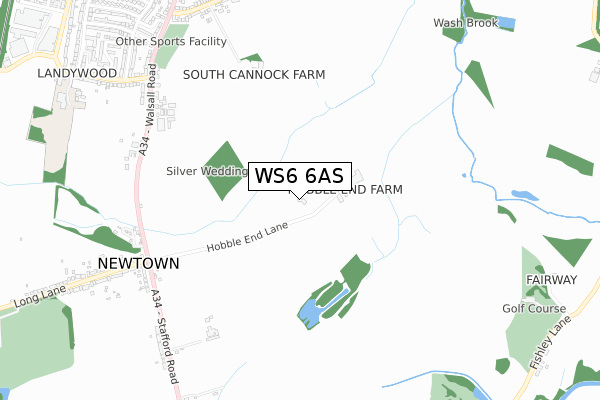 WS6 6AS map - small scale - OS Open Zoomstack (Ordnance Survey)