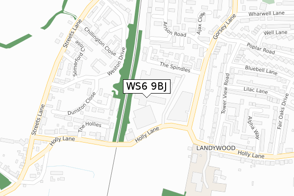 WS6 9BJ map - large scale - OS Open Zoomstack (Ordnance Survey)
