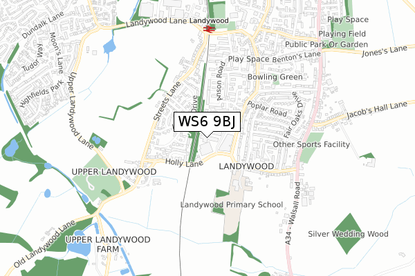 WS6 9BJ map - small scale - OS Open Zoomstack (Ordnance Survey)