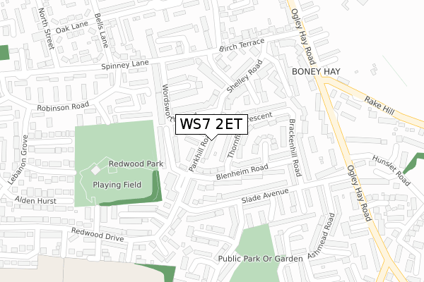 WS7 2ET map - large scale - OS Open Zoomstack (Ordnance Survey)