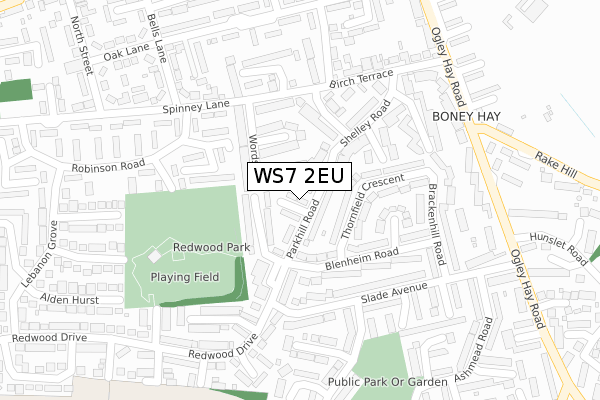 WS7 2EU map - large scale - OS Open Zoomstack (Ordnance Survey)