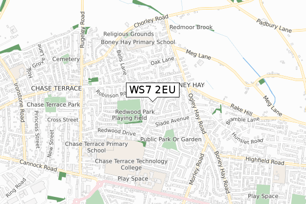 WS7 2EU map - small scale - OS Open Zoomstack (Ordnance Survey)