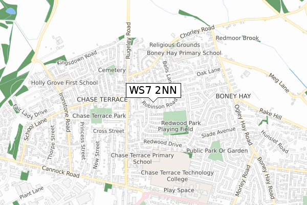 WS7 2NN map - small scale - OS Open Zoomstack (Ordnance Survey)