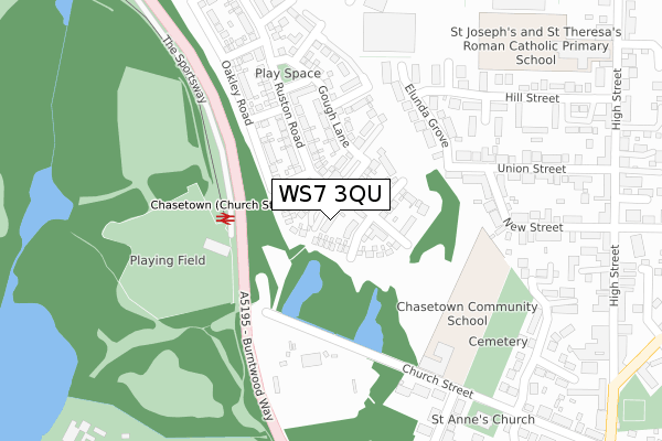 WS7 3QU map - large scale - OS Open Zoomstack (Ordnance Survey)