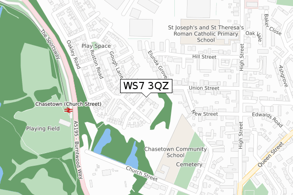 WS7 3QZ map - large scale - OS Open Zoomstack (Ordnance Survey)