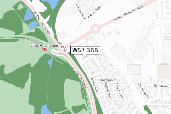 WS7 3RB map - large scale - OS Open Zoomstack (Ordnance Survey)