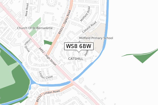 WS8 6BW map - large scale - OS Open Zoomstack (Ordnance Survey)