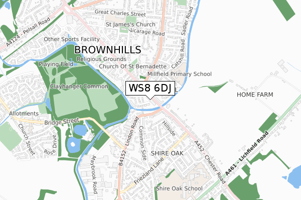 WS8 6DJ map - small scale - OS Open Zoomstack (Ordnance Survey)