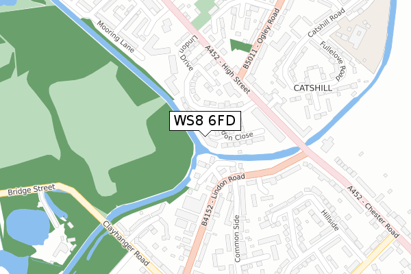 WS8 6FD map - large scale - OS Open Zoomstack (Ordnance Survey)