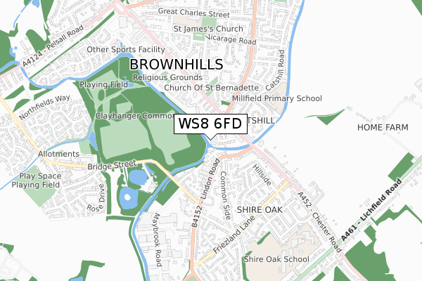 WS8 6FD map - small scale - OS Open Zoomstack (Ordnance Survey)