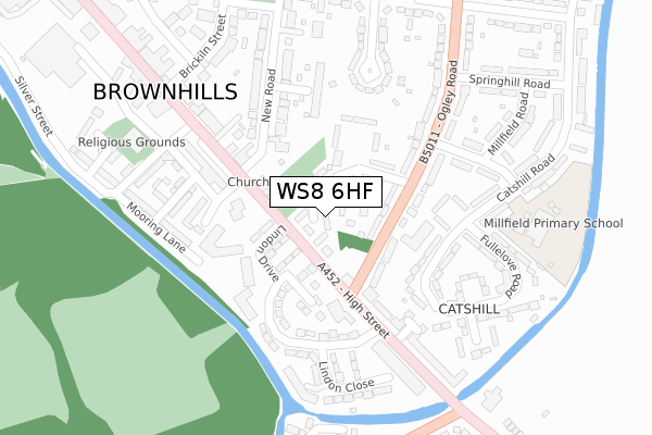 WS8 6HF map - large scale - OS Open Zoomstack (Ordnance Survey)