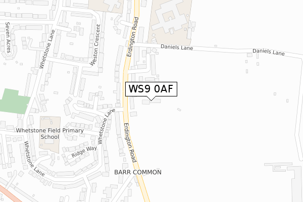 WS9 0AF map - large scale - OS Open Zoomstack (Ordnance Survey)