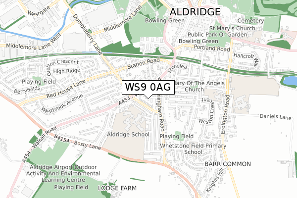 WS9 0AG map - small scale - OS Open Zoomstack (Ordnance Survey)