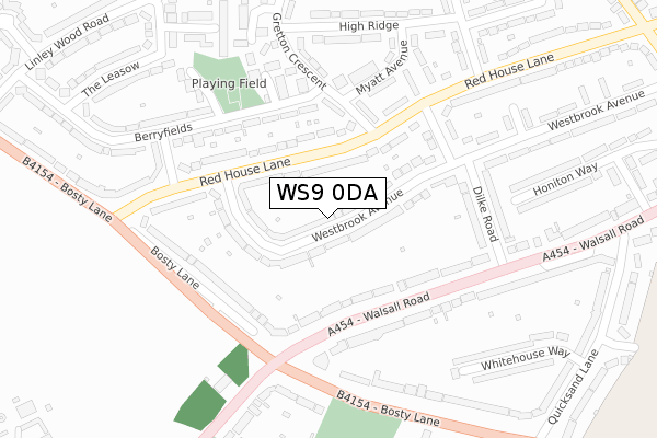 WS9 0DA map - large scale - OS Open Zoomstack (Ordnance Survey)