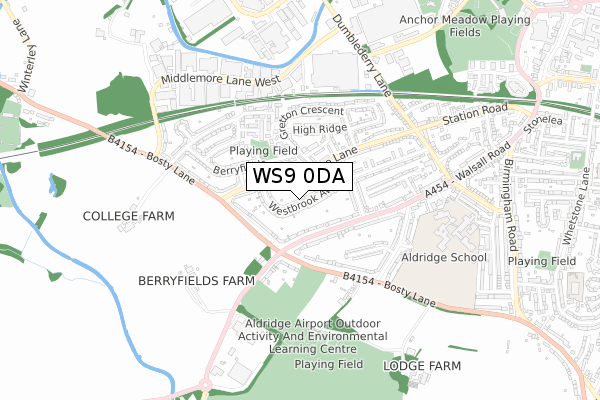 WS9 0DA map - small scale - OS Open Zoomstack (Ordnance Survey)