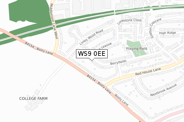 WS9 0EE map - large scale - OS Open Zoomstack (Ordnance Survey)