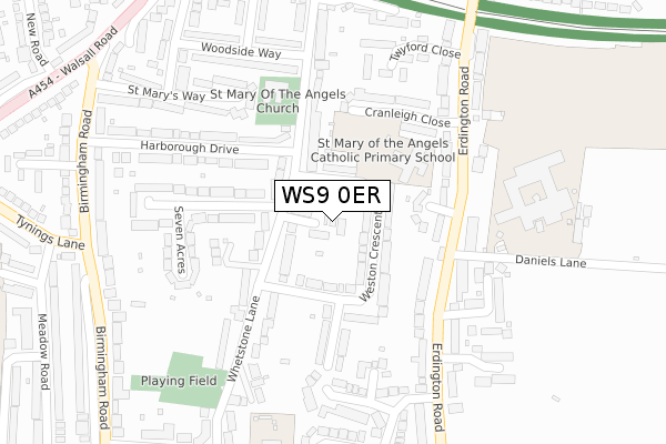 WS9 0ER map - large scale - OS Open Zoomstack (Ordnance Survey)