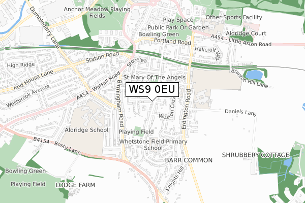 WS9 0EU map - small scale - OS Open Zoomstack (Ordnance Survey)
