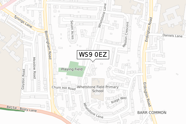 WS9 0EZ map - large scale - OS Open Zoomstack (Ordnance Survey)