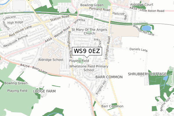 WS9 0EZ map - small scale - OS Open Zoomstack (Ordnance Survey)