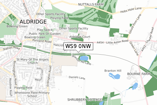 WS9 0NW map - small scale - OS Open Zoomstack (Ordnance Survey) WS9 0NW map - small scale - OS Open Zoomstack (Ordnance Survey)