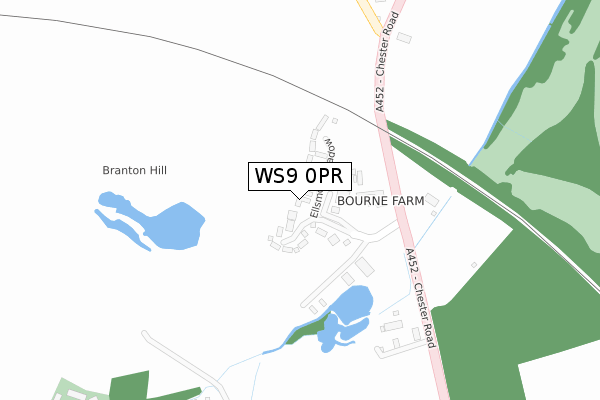 WS9 0PR map - large scale - OS Open Zoomstack (Ordnance Survey)