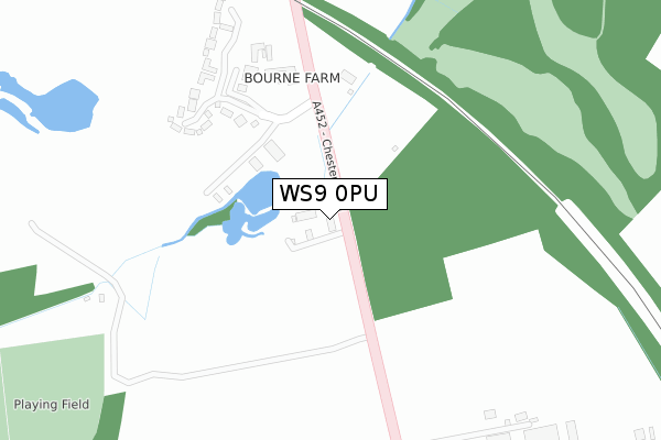 WS9 0PU map - large scale - OS Open Zoomstack (Ordnance Survey)