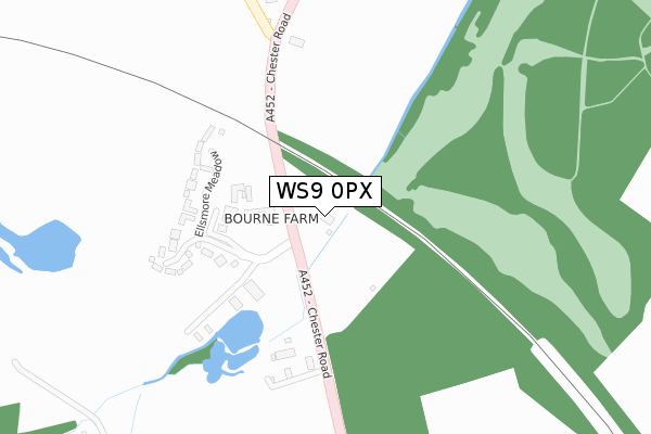 WS9 0PX map - large scale - OS Open Zoomstack (Ordnance Survey)