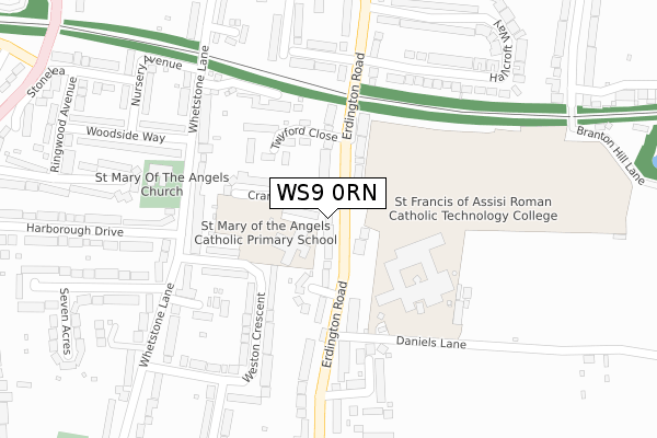 WS9 0RN map - large scale - OS Open Zoomstack (Ordnance Survey)