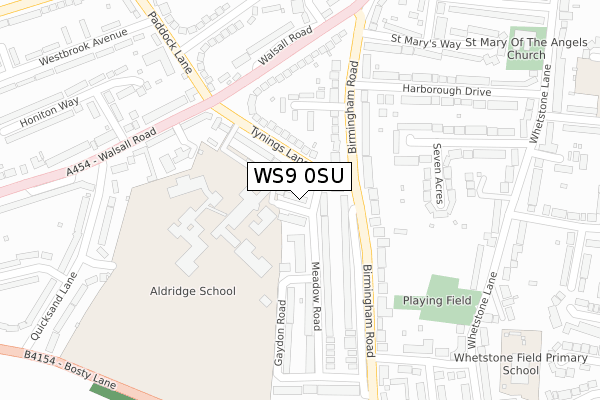 WS9 0SU map - large scale - OS Open Zoomstack (Ordnance Survey)