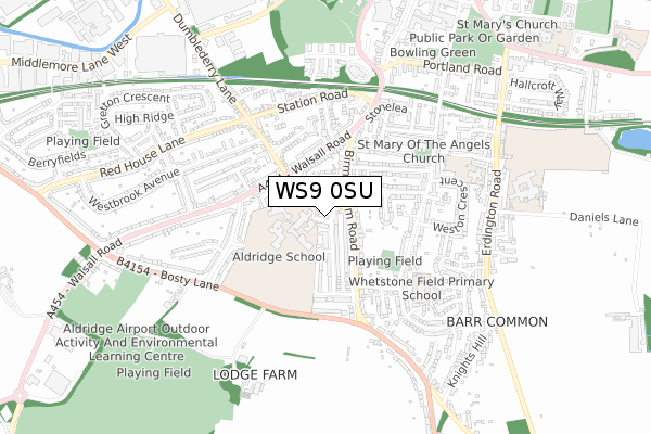 WS9 0SU map - small scale - OS Open Zoomstack (Ordnance Survey)