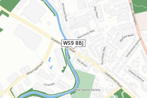 WS9 8BJ map - large scale - OS Open Zoomstack (Ordnance Survey)