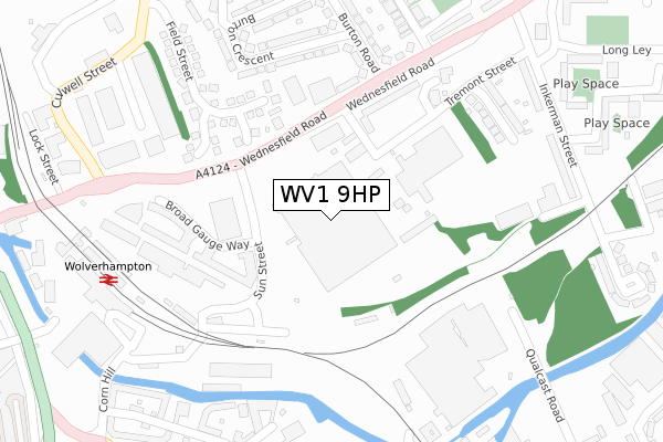 WV1 9HP map - large scale - OS Open Zoomstack (Ordnance Survey)