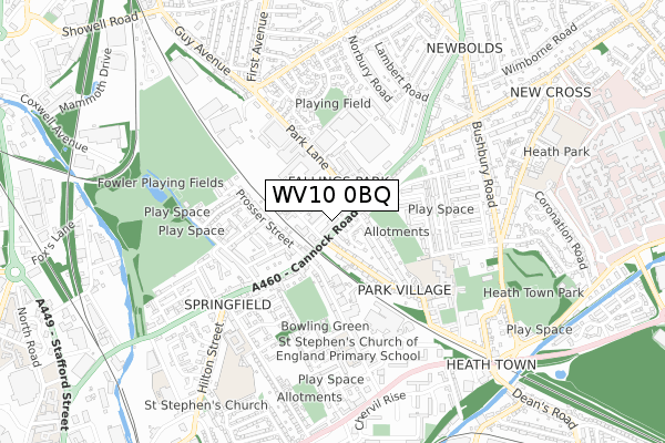 WV10 0BQ map - small scale - OS Open Zoomstack (Ordnance Survey) WV10 0BQ map - small scale - OS Open Zoomstack (Ordnance Survey)