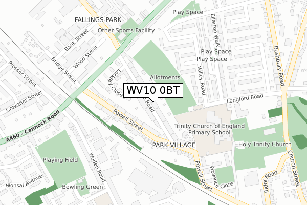 WV10 0BT map - large scale - OS Open Zoomstack (Ordnance Survey)