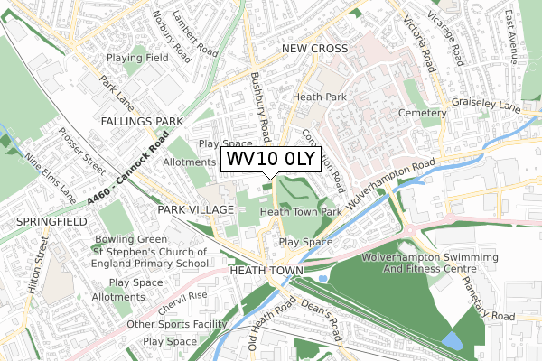WV10 0LY map - small scale - OS Open Zoomstack (Ordnance Survey)