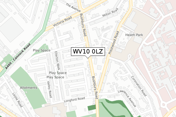 WV10 0LZ map - large scale - OS Open Zoomstack (Ordnance Survey)