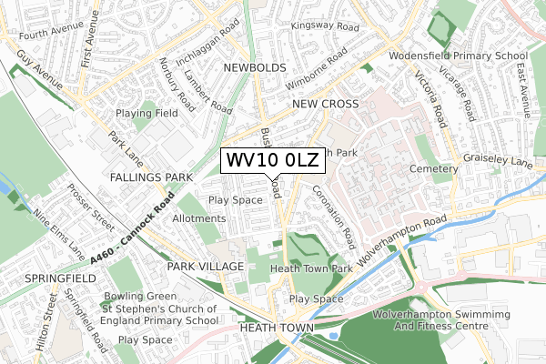 WV10 0LZ map - small scale - OS Open Zoomstack (Ordnance Survey)
