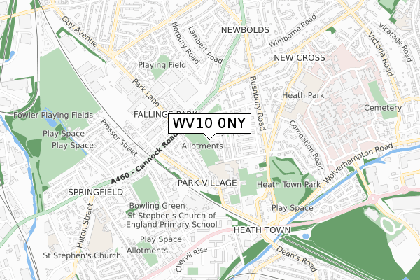 WV10 0NY map - small scale - OS Open Zoomstack (Ordnance Survey)