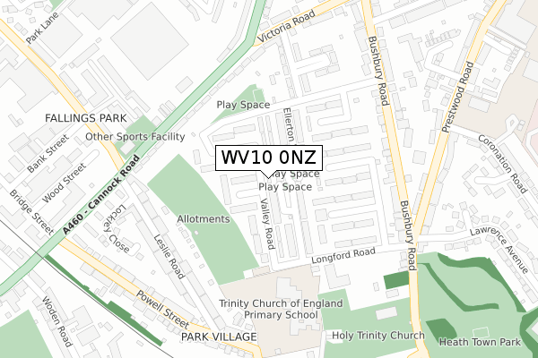 WV10 0NZ map - large scale - OS Open Zoomstack (Ordnance Survey)