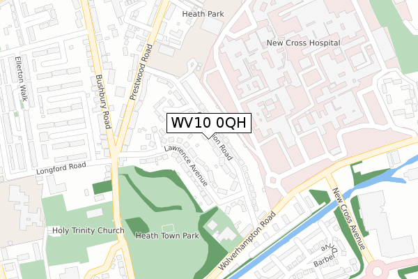 WV10 0QH map - large scale - OS Open Zoomstack (Ordnance Survey)