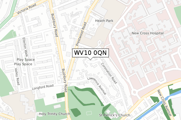 WV10 0QN map - large scale - OS Open Zoomstack (Ordnance Survey)