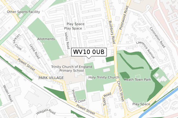 WV10 0UB map - large scale - OS Open Zoomstack (Ordnance Survey)