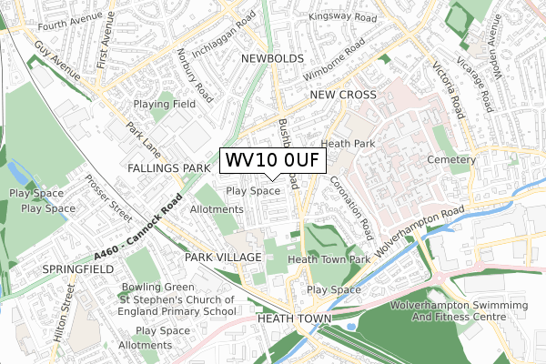 WV10 0UF map - small scale - OS Open Zoomstack (Ordnance Survey)