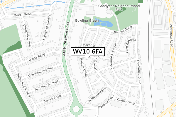 WV10 6FA map - large scale - OS Open Zoomstack (Ordnance Survey) WV10 6FA map - large scale - OS Open Zoomstack (Ordnance Survey)